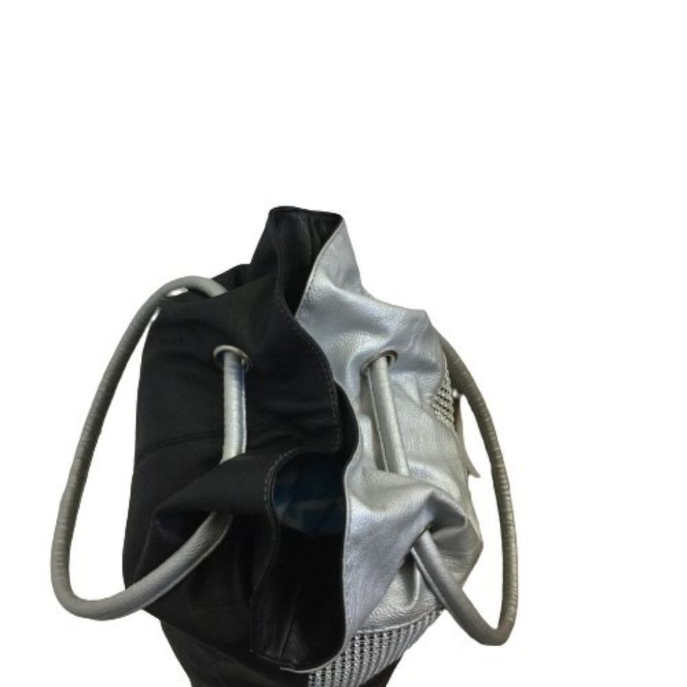 Silver & Black Sparkling Ladies Handbag - Picture 12 of 14